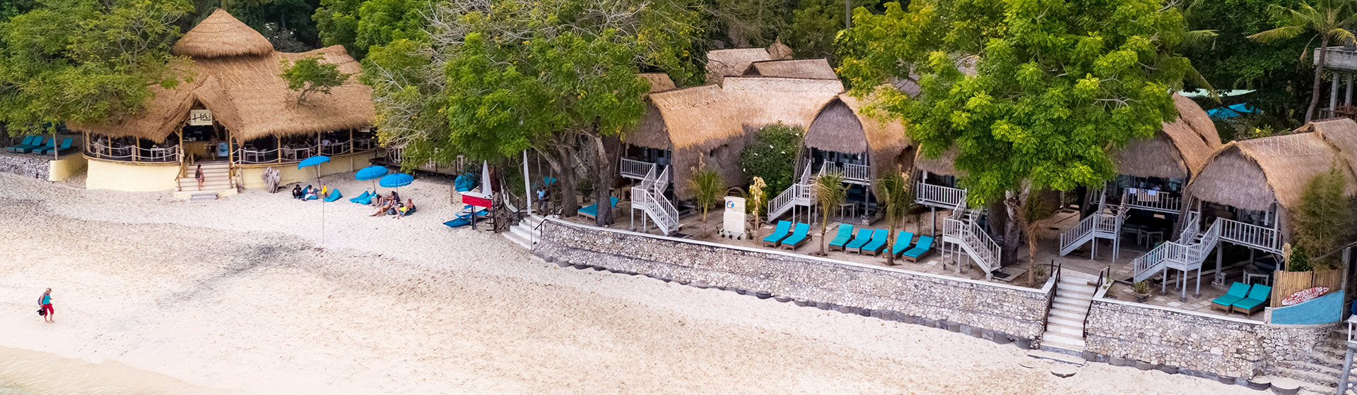 Aerial view of Hai Tide Beach Resort on Nusa Lembongan, Bali, Indonesia