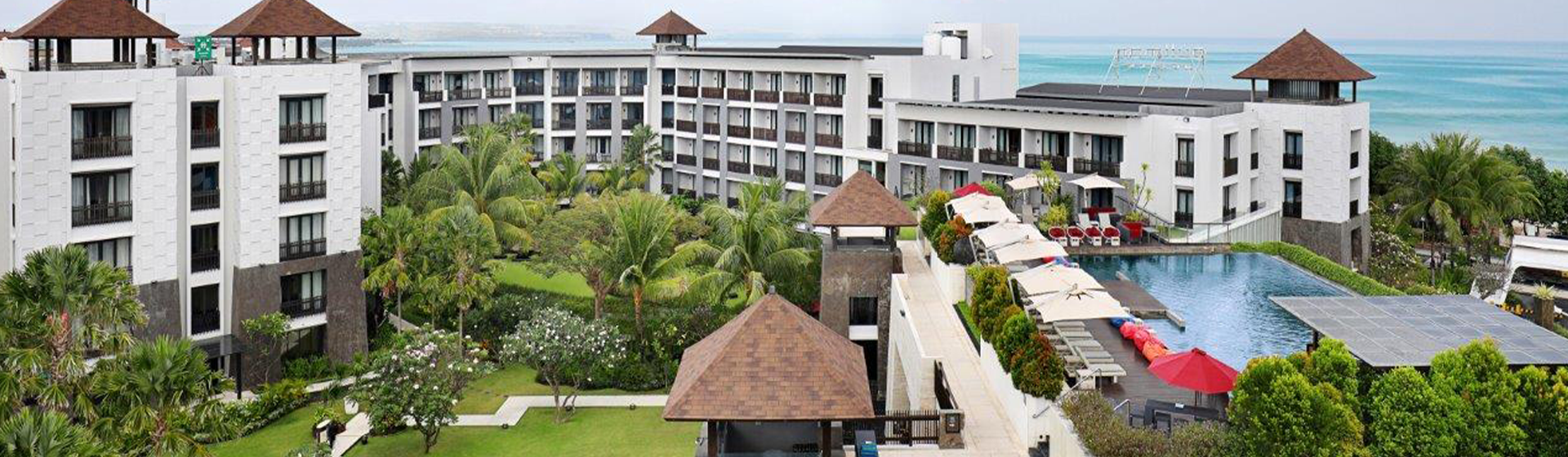 Aerial view of Pullman Bali Legian Beach Hotel, Bali, Indonesia