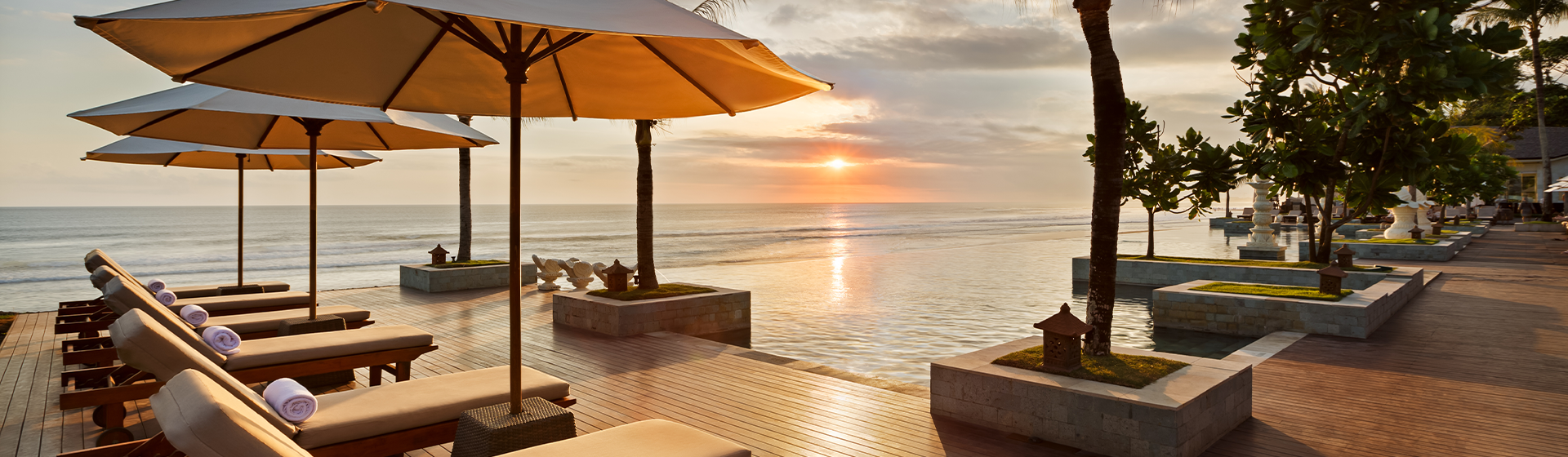 View of the resort pool overlooking the beach at Seminyak Beach Resort & Spa, Bali, Indonesia