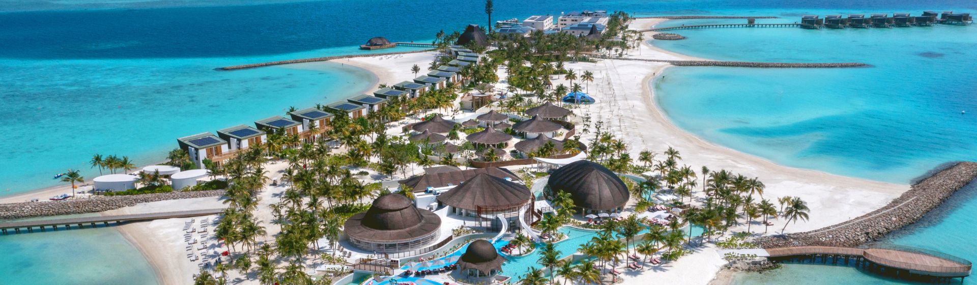 Aerial view of Centara Mirage Lagoon Maldives