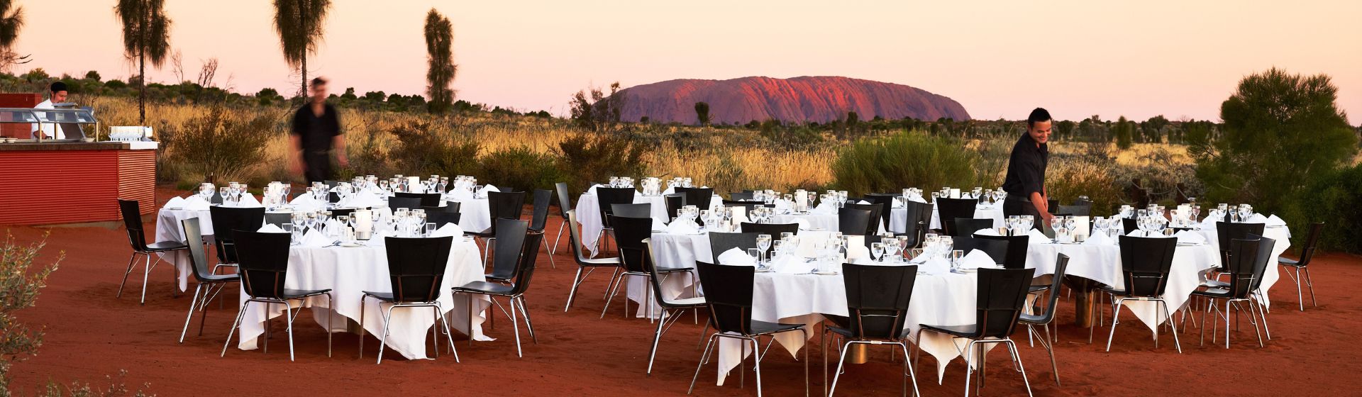 Dinner table setting for Sounds of Silence Experience, Uluru, Northern Territory, Australia