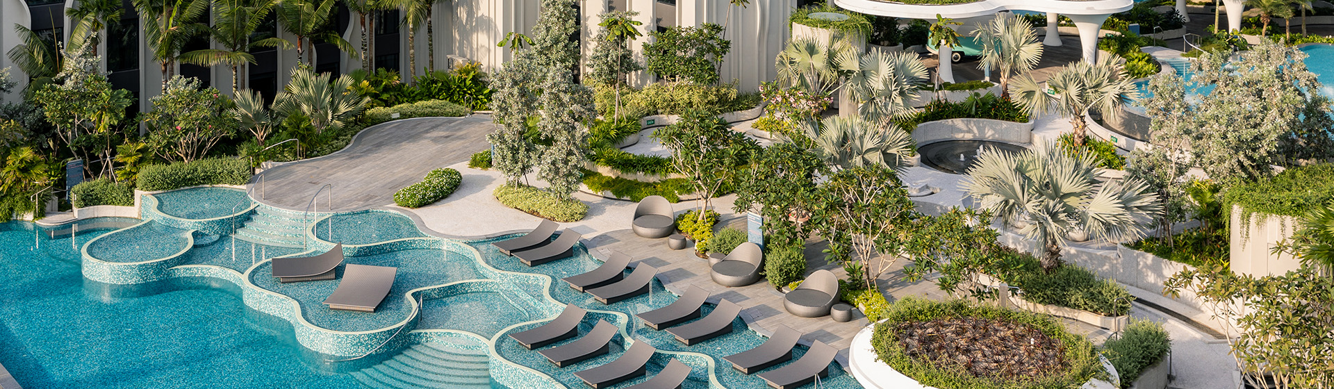Aerial view of the pool at Village Hotel Sentosa
