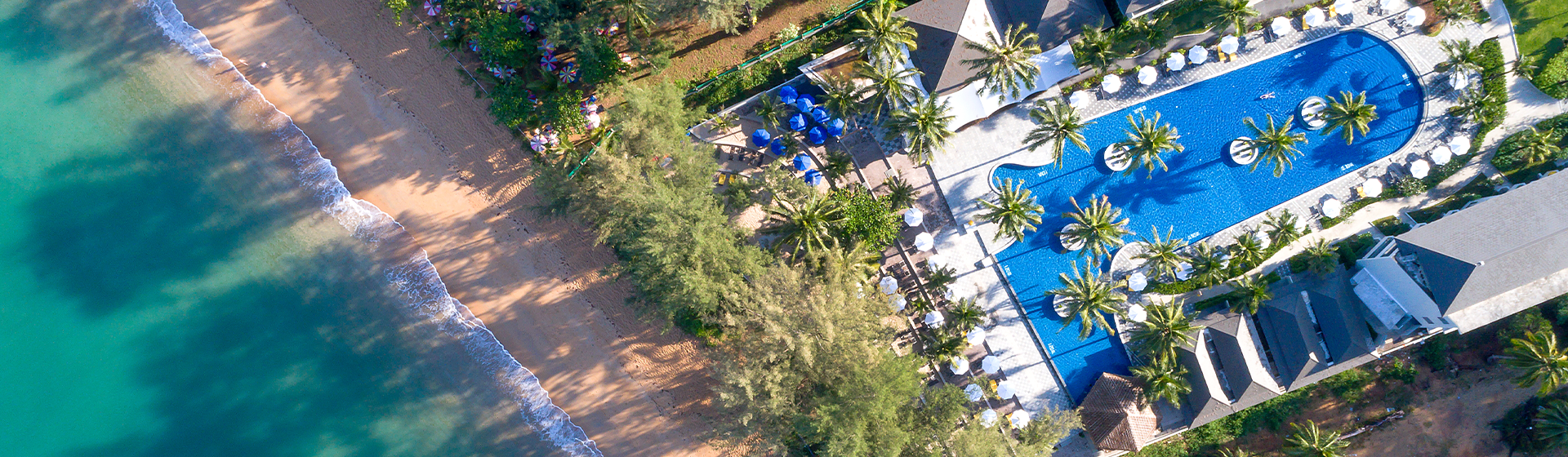 Aerial view of pool area at X10 Khao Lak Resort in Thailand