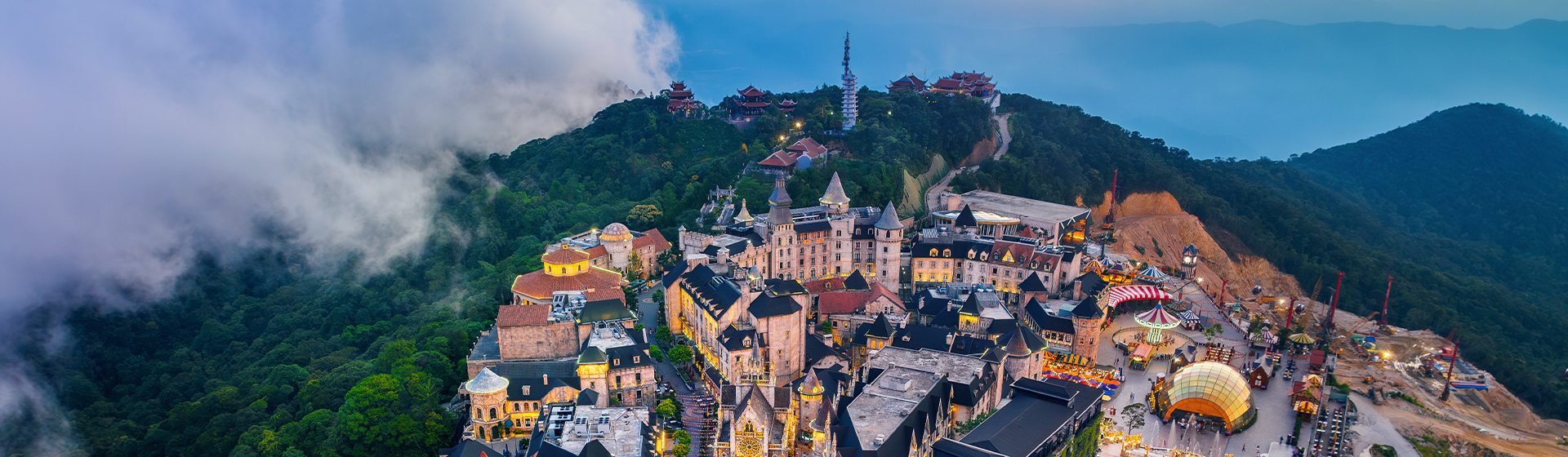 Aerial view of Ba Na Hills in Vietnam