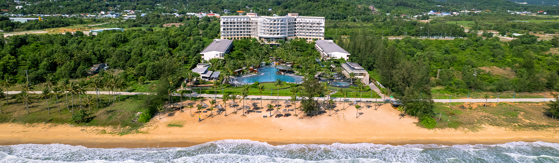 Aerial view of beachfront location at SOL by Meila, Phu Quoc, Vietnam