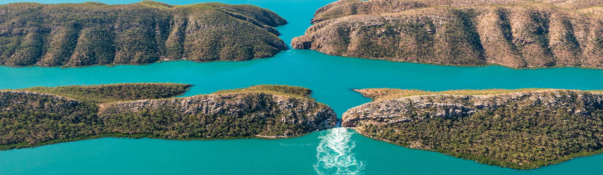 Aerial view of Horizontal Falls, Western Australia