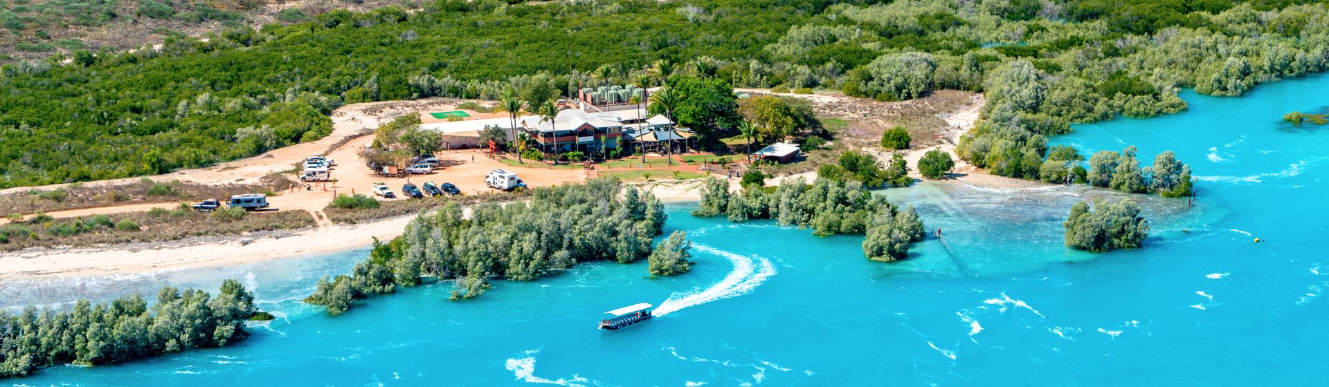 Aerial view of Willie Creek Pearl Farm, Western Australia