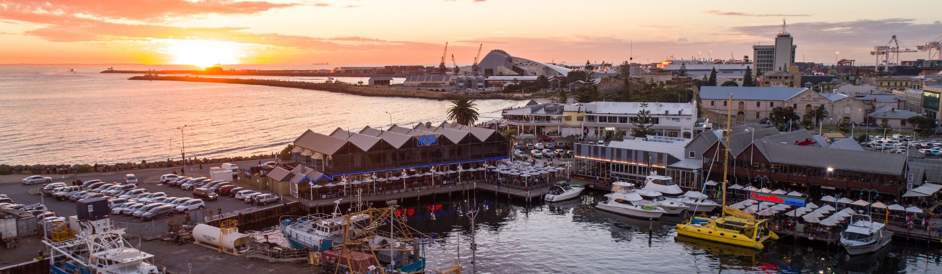 Sunset over Fremantle Port and Fishing Harbour